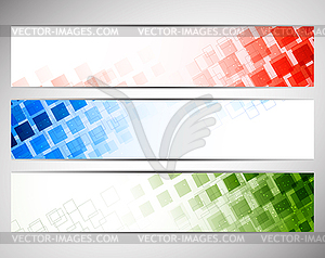 Colorful banners with squares - vector clipart