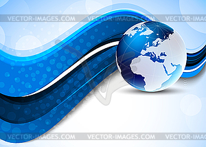 Blue background with globe - vector clip art