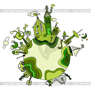 Around green bio world - vector image