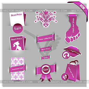 Pink labels for women shop - vector EPS clipart