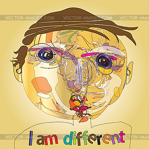 Imaginative kid portrait - vector image