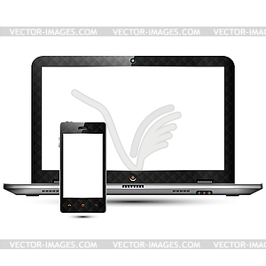 High detailed laptop & smart phone - vector clipart