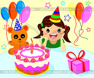 Happy birthday girls - vector clipart