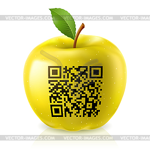 Yellow apple and QR Code - vector clipart / vector image