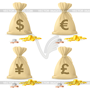 Деньги сумки - изображение в векторном формате