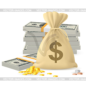 Piles of money - vector clipart