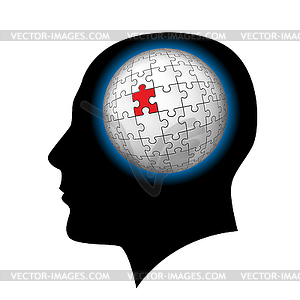 Человек с головоломки сферы в голову - векторное изображение EPS