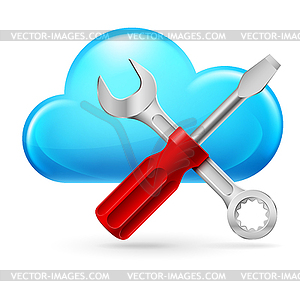 Single cumulus Cloud and Tools - vector image