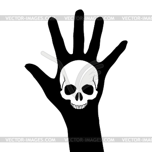 Skull on hand - vector image