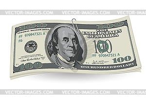Доллары с клипсой - векторное изображение клипарта
