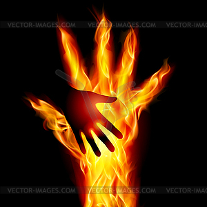 Burning helping hand - vector clipart / vector image