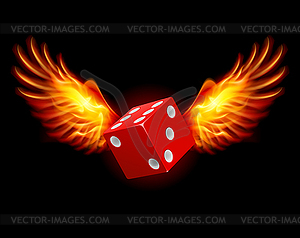 Dice-Fiery wings - vector clipart