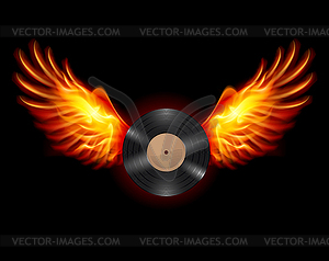 Flying Vinyl record - vector clip art