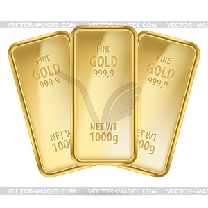 Three gold bars - vector clip art