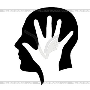 Head with hand - vector clipart