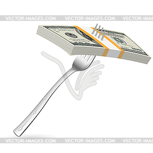 Fork and money - vector clipart