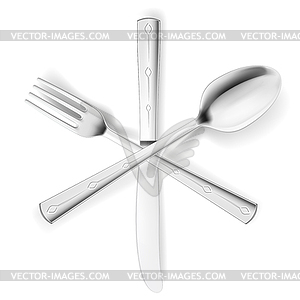 Fork, spoon and knife - vector image