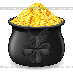 Pot full of gold coin - vector clipart