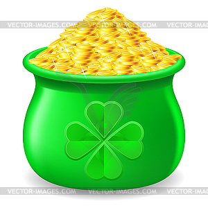 Pot full of gold coin - vector clip art