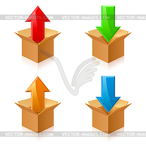 Цвет коробки и стрелы - векторный клипарт / векторное изображение