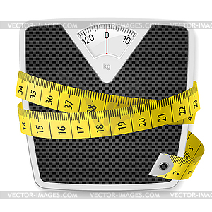 Weights and tape measure - vector image