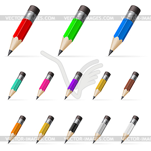 Rows of standing color pencils - vector clipart / vector image