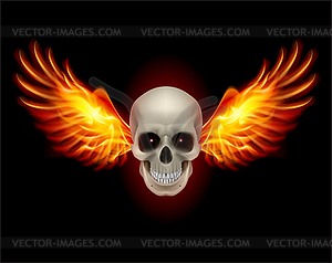 Skull with Fire Wings - vector clipart