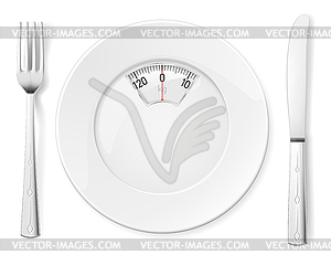 Plate with knife and fork - vector clipart