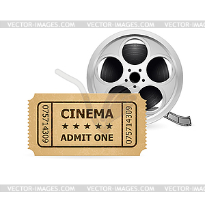 Ретро билет в кино и Бабин - изображение в векторном виде