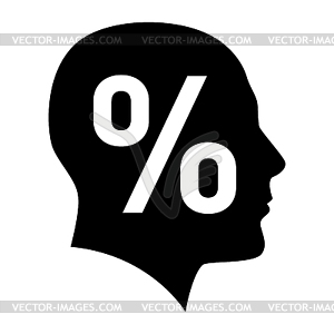 Human face with percent sign - vector image