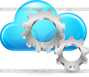 Cloud with gearwheel - vector image