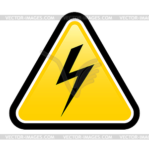 High voltage yellow warning sign - vector EPS clipart