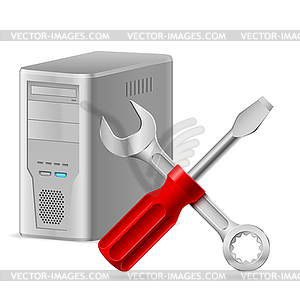 Gray Case of Computer - vector clipart