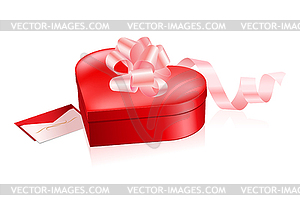 Красная коробка в форме сердца - векторный дизайн
