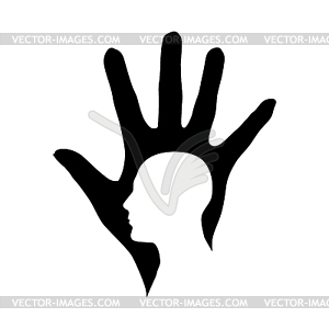 Head with hand - vector image