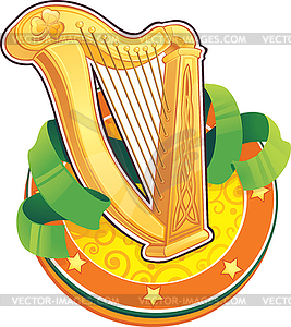 St.Patrick`s Day symbol. Irish Harp - vector clipart