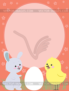 Easter Bunny and Chicken - vector image