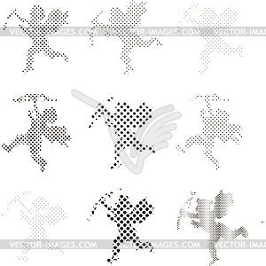 Textured Cupid figures - vector image