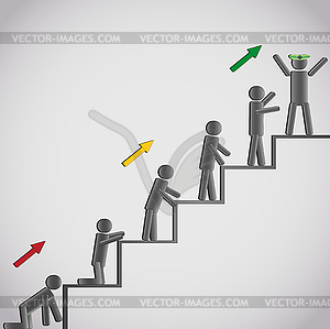 Business concept, icons men on staircase - vector clipart