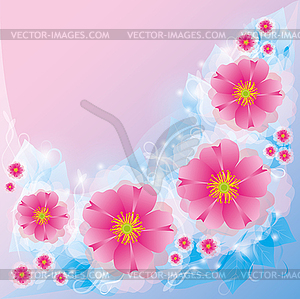 Light background with flowers. Invitation or - vector image