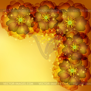 Золотое приглашение или поздравительной открытки с цветами - изображение в векторе