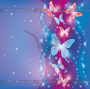 Colorful background with butterflies - vector image