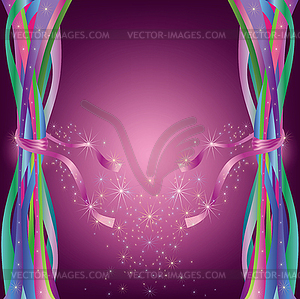 Abstract background with colorful ribbons and stars - vector image