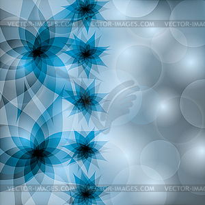 Abstract blue-grey background with flowers lilies - vector clip art