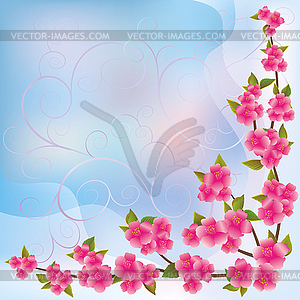 Background with sakura blossoms branch, Japanese - vector clipart