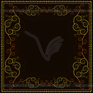 Dark background with golden decorative pattern - vector clipart