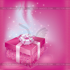 Festive card with gift box - vector EPS clipart