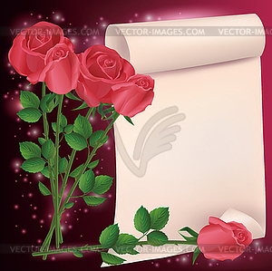 Greeting or invitation card with roses - vector image