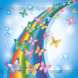 Light colorful background with rainbow and - vector clipart