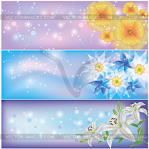 Set of horizontal floral banners - vector clipart